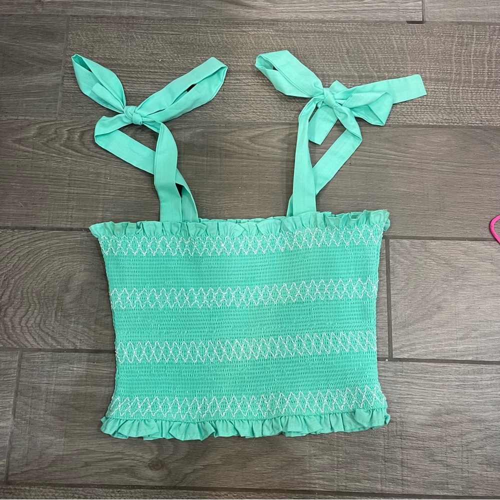 Do+Be Smocked Tank Top Tie Sleeves